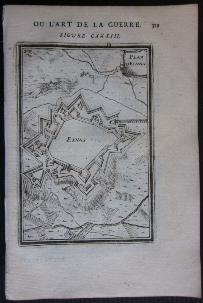 Plano de la fortaleza de Elvas, Portalagre, Alentejo (Portugal, Europa), 1685. Mallet/Thiierry